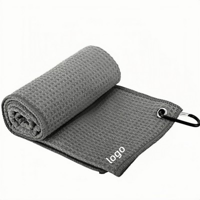 Multicolor Waffle Weave Microfiber Golf Towel with Pineapple Pattern