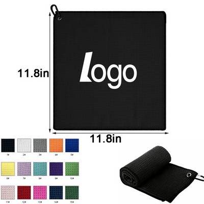 12''x12'' Portable Microfiber Golf Towel w/Carabiner