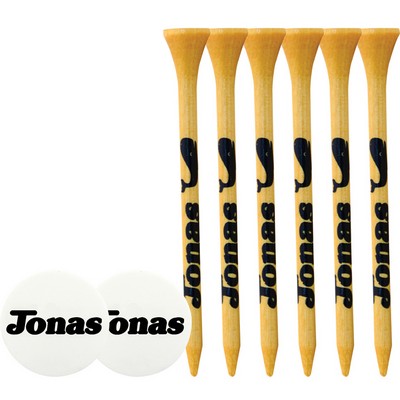 6 Wood Golf Tees and Ball Markers