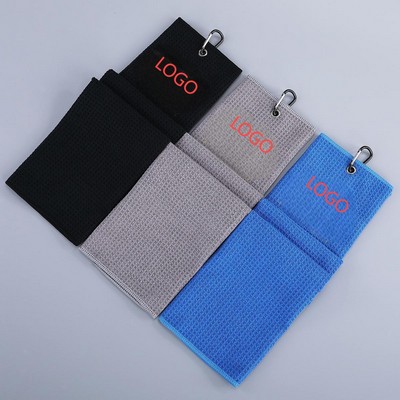 Microfiber Waffle Weave Golf Towel with Carabiner