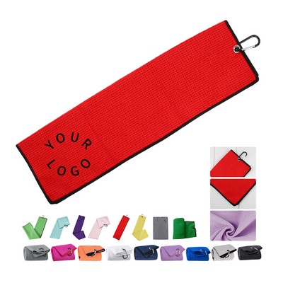 Tri Fold Waffle Golf Towel Full Color