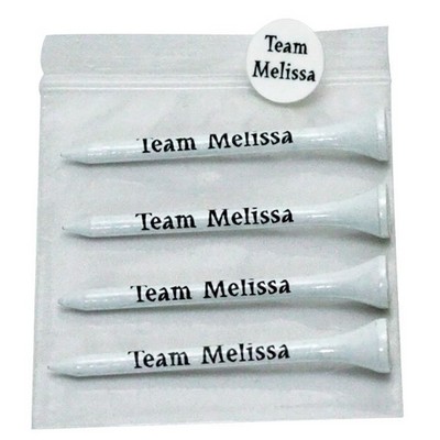 Golf Tee Combo Pack - (4) 2 3/4" Tees, (1) Ball Marker