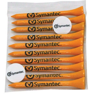 Golf Tee Combo Pack - (10) 2 3/4" Tees, (2) Ball Markers