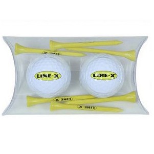 2 Ball Pillow Pack w/2 White Golf Balls & Six 2 3/4" Golf Tees