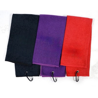 Microfiber golf towel W/Hook 15.7*15.7
