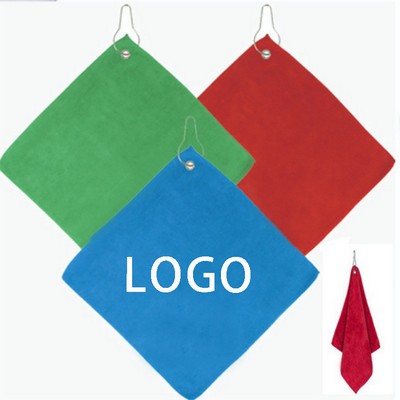11 4/5" x 11 4/5" Microfiber Golf Towel w/Metal Grommet & Clip