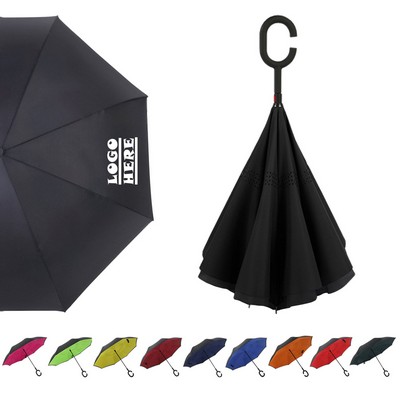 Double Layer Windproof Inverted Reverse Upside Down Umbrella