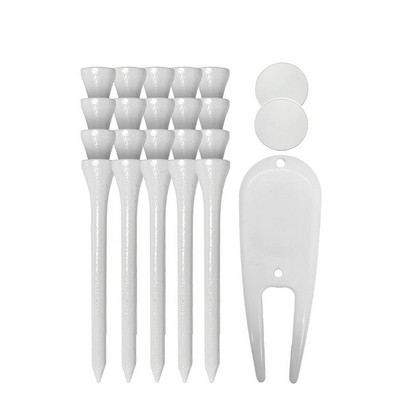 Golf Tee Combo Pack - (20) 3 1/4" Tees, (2) Ball Markers, (1) Divot Tool