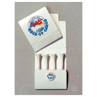 Pro Elite Gold Standard Golf Tee Packet w/ Four 2 3/4" Tees & 1 Marker