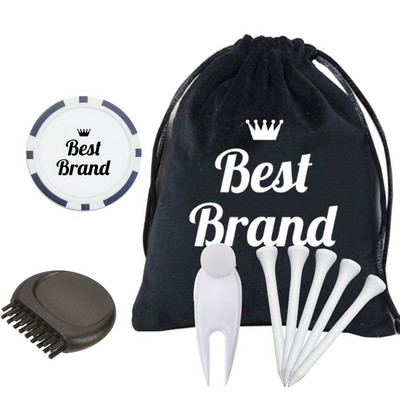 Golf Tee Set With A Velvet Pouch