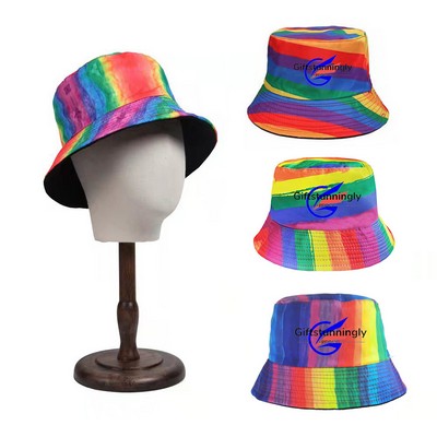 100% Premium Cotton Blend Twill Outdoor Rainbow Bucket Hat