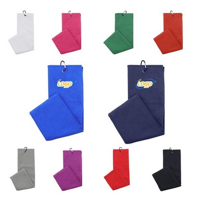 Microfiber Golf Waffle Towel W/ Carabiner