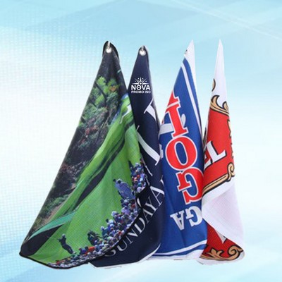 20 x 30-Inch Sublimation Waffle Microfiber Caddy Towel with Grommet and Carabiner for Easy Use