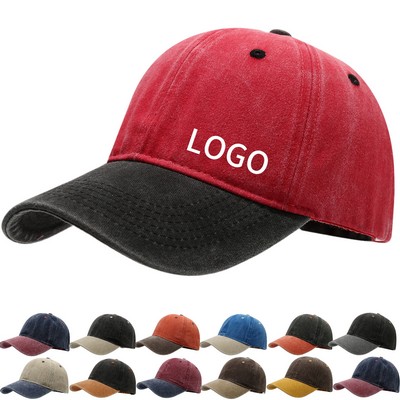 Vintage Washed Color-Block Baseball Cap