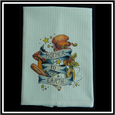 Mint Waffle Weave Kitchen Towel with Custom Print
