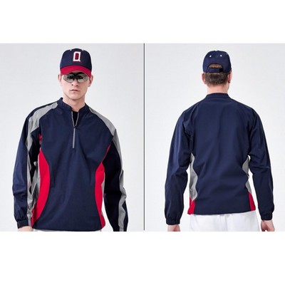 Premium Long Sleeve Quarter Zip Woven Satin Baseball