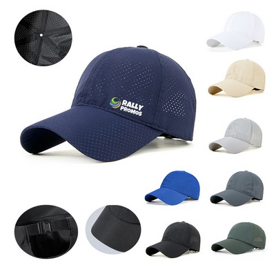 Summer Laser Hole Large Head Size BBreathable Baseball Cap