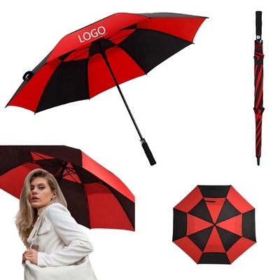 53" Double-Layer Windproof Waterproof UV-Protective Long-Handle Durable Stylish Golf Umbrella