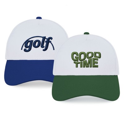 Two-Tone Cotton Twill 5-Panel Structured Cap