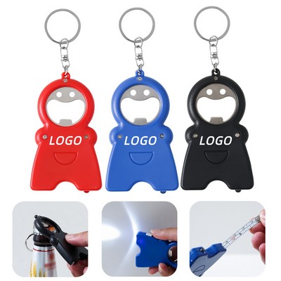 LED Bottle Opener Keychain With Measuring Tape