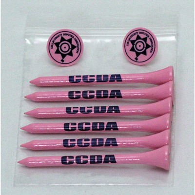 Golf Tee Combo Pack - (6) 3 1/4" Tees, (2) Ball Markers