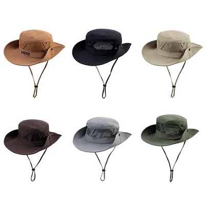 Wide Brim Bucket Hat Lightweight Polyester