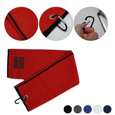 Quick-Dry Waffle Microfiber Golf Towel with Hook