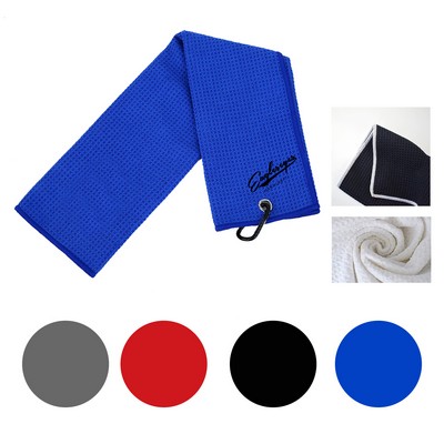 Microfiber Waffle Pattern Golf Towel with Carabiner
