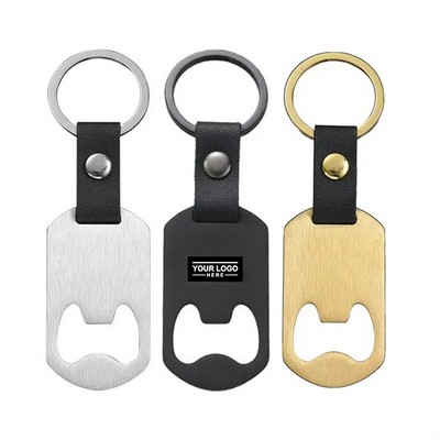 Custom Stainless Steel Bottle Opener Keychain with Strap