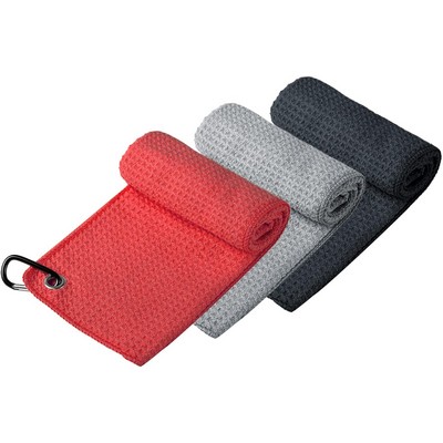 Microfiber Waffle Golf Towel with Carabiner Clip