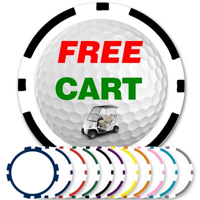 Custom Golf Ball Marker Poker Chips with 8 Stripes - Full Color Laminated Decals