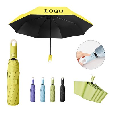 Compact Auto-Folding Umbrella with Safety Hook