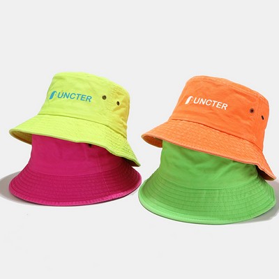 Summer Fluorescent Color Denim Bucket Hat Vacations Cap