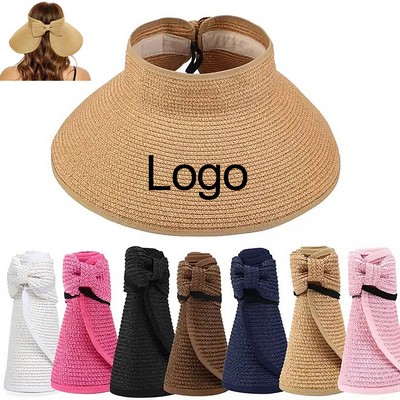 Women Wide Brim Sun Visor Straw Hat
