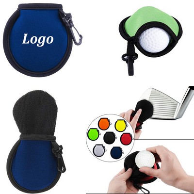 Neoprene Material Golf Ball Cleaner Pouch W/Clip
